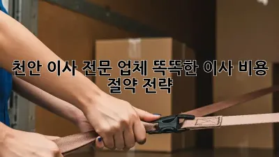 천안 이사 전문 업체: 똑똑한 이사 비용 절약 전략
